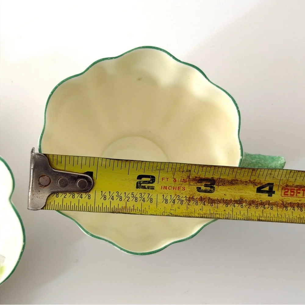 RARE 1930s Paragon Teacup & Saucer, Art Deco Vintage, Flower Shape, Green Flower